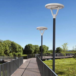 Waterproof IP65 20w 50w 100w Solar Power Garden Flagpole Lamp Round All in One Integrated Outdoor UFO Led Solar Garden Light