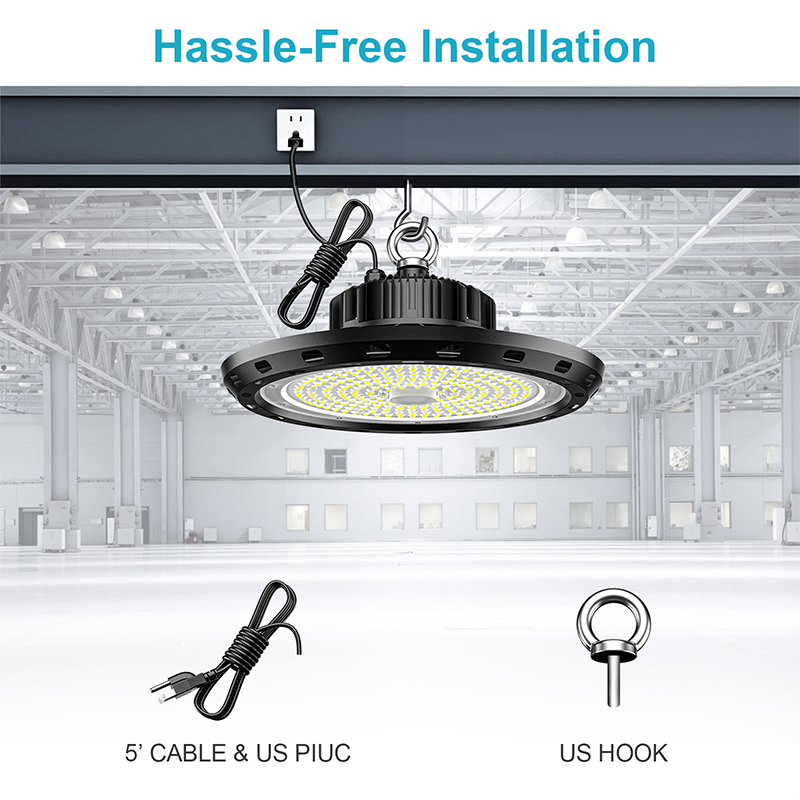 EVBFORU LED High Bay Light 200W 6 Packs 29,000LM With US Plug UFO High Bay Light For Warehouse Workshop Factory Gym Garage Barn
