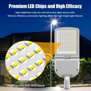 IP65 Waterproof Outdoor LED Street Lighting Lamp Public Pathway Road Aluminum 50W-300W SMD Chip AC Power Supply CE Certified