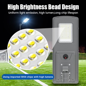 Bright Outdoor Solar Street Lamp LED All in One 60W Integrated Design for Pathway Parking and Public Area Lighting