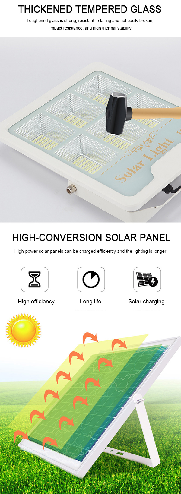 50W 100W 200W 300W gjuten aluminium solar strålkastare (3)