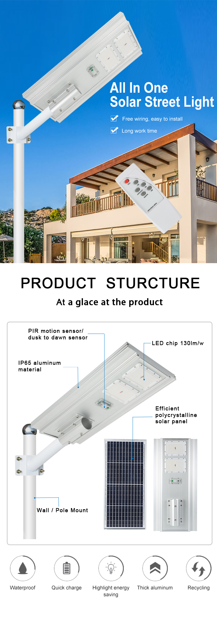 50w 100w 150w 200w 最高品質のソーラー LED 街路灯 (1)