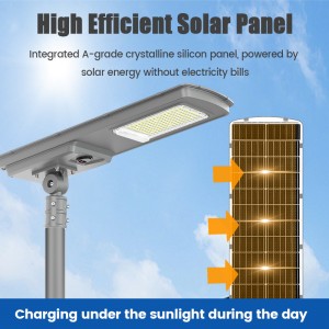 Bright Outdoor Solar Street Lamp LED All in One 60W Integrated Design for Pathway Parking and Public Area Lighting