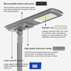 Bright Outdoor Solar Street Lamp LED All in One 60W Integrated Design for Pathway Parking and Public Area Lighting