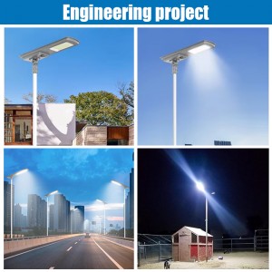Bright Outdoor Solar Street Lamp LED All in One 60W Integrated Design for Pathway Parking and Public Area Lighting