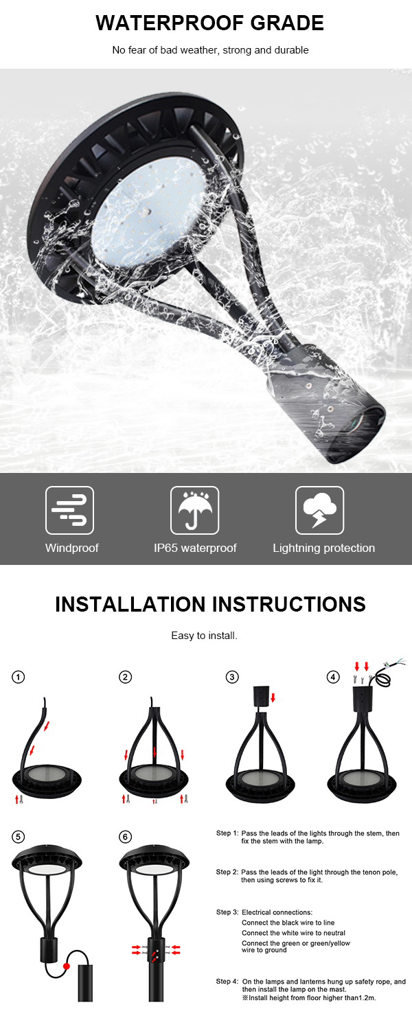 High quality factory die casting IP65 150W LED garden lights (3)